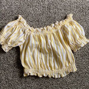 off the shoulder cropped shirt